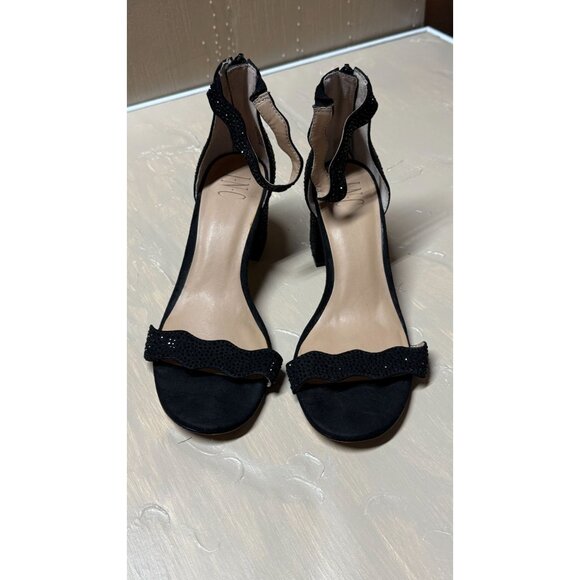 INC Shoes - INC Womens Hadwin2 Black Bling Ankle Strap Pave Crystal Heel Sandals Size 8.5